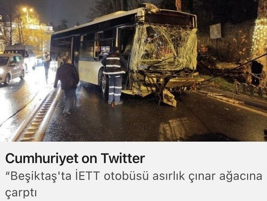 Çukur medyanın ikiyüzlü tutumu! Yandaş Cumhuriyet CHP'li İBB'nin aleyhine olan 'İETT kazası' haberini apar topar sildi